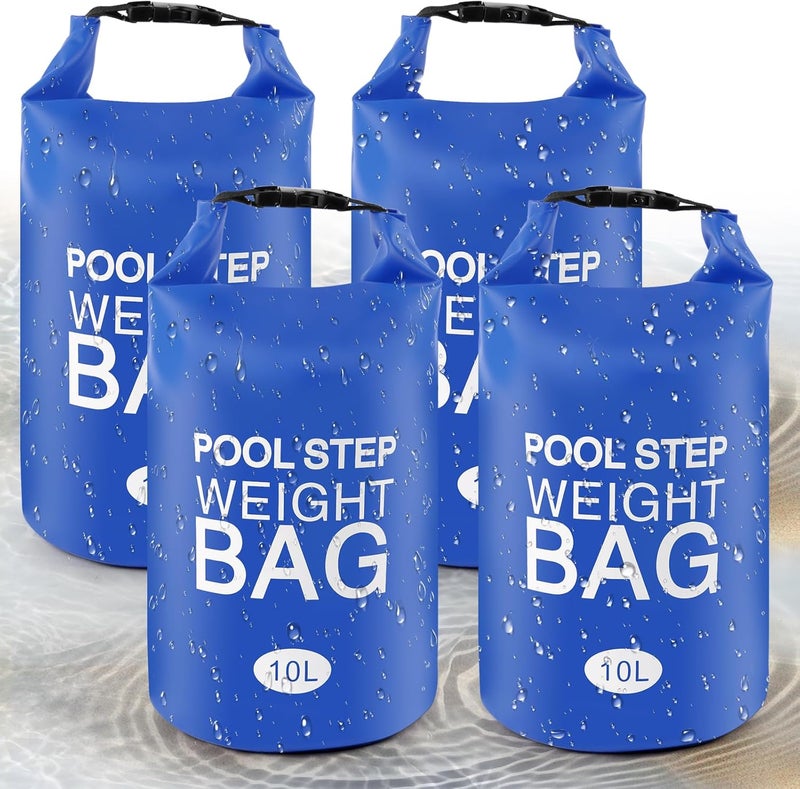 whumsdog Universal Pool Step Weights, Waterproof Swimming Pool Ladder Weights 10l No Breaken Above Ground Pool Ladder Sand Bags, Foldable Pool Stair Weights for Pool Steps, Easy&Quick Fill Sand(Blue-4PCS) - Image 1
